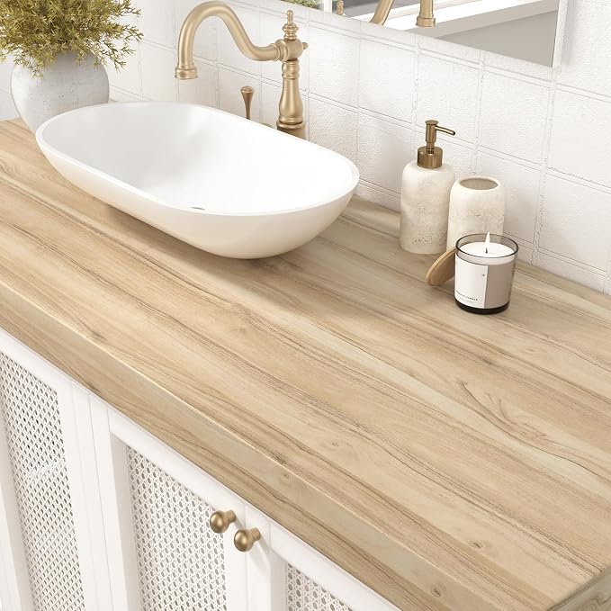 WESTICK Light Wood Contact Paper Peel and Stick Countertops Waterproof Kitchen - Image 3