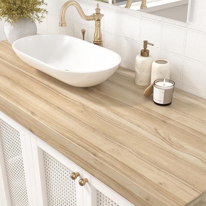 WESTICK Light Wood Grain Contact Paper Peel and Stick Countertops Waterproof - Image 3