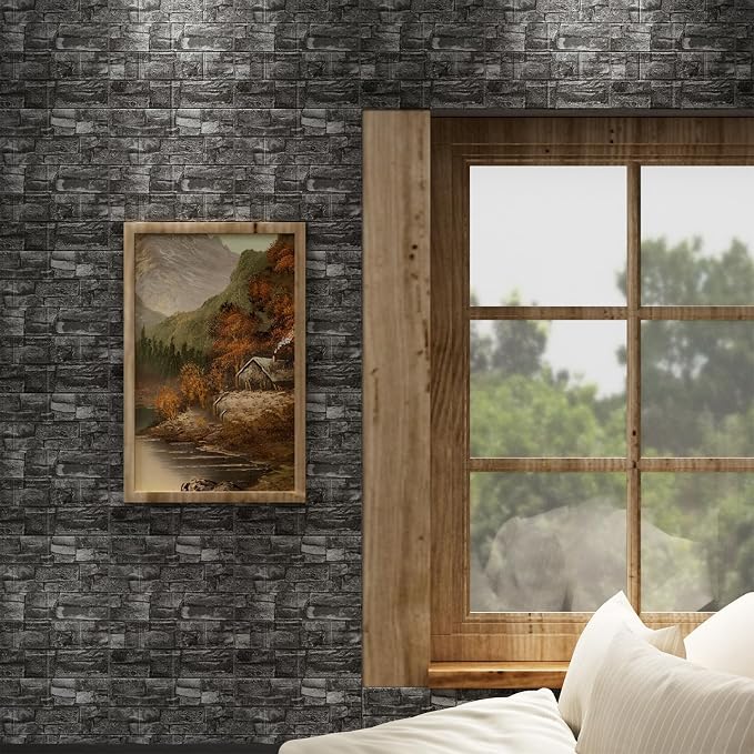 3D Wall Panels Peel and Stick in Black Grey, Faux Brick Wall Panels - Image 4