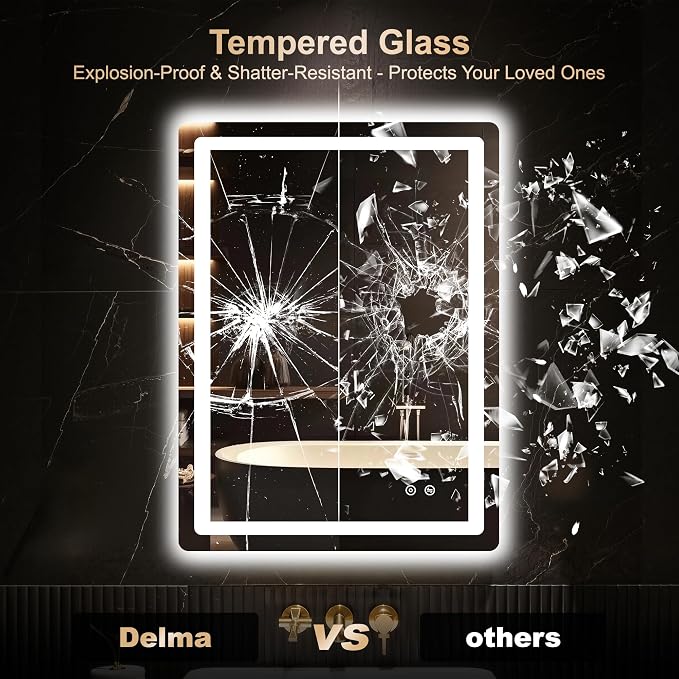 Delma LED Bathroom Mirror with Lights, 32x24 Vanity Mirror - Image 5