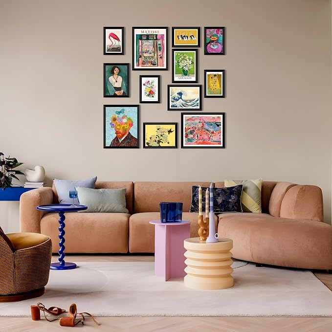 LANCHI95 12 Pcs Eclectic Wall Art Decor FRAMED, Eclectic Home Decor, Retro - Image 4