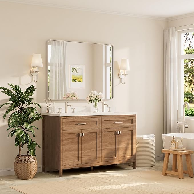 TETOTE 48 x 36 Inch Brushed Nickel Mirror - Image 2
