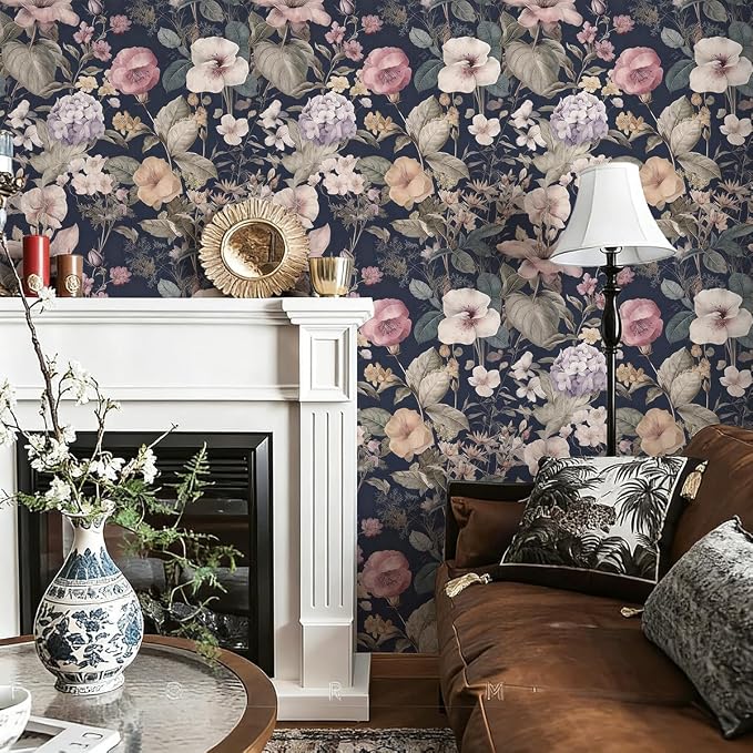 Jeweluck Vintage Floral Peel and Stick Wallpaper Floral Contact Paper 16.9" x - Image 2