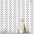 Erfoni Black and White Peel and Stick Wallpaper Modern Herringbone Contact by Erfoni