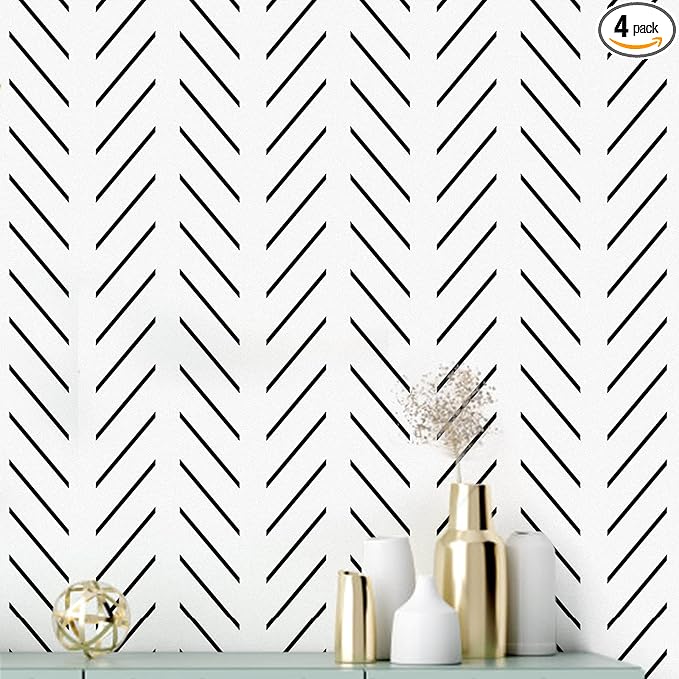 Erfoni Black and White Peel and Stick Wallpaper Modern Herringbone Contact by Erfoni