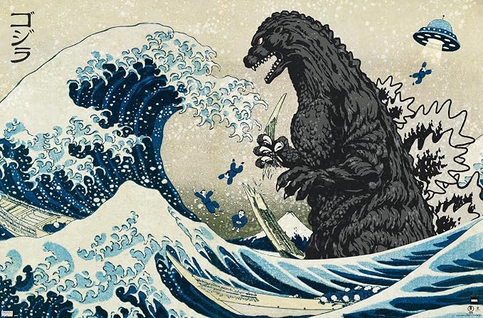 Godzilla - Great Wave Wall Poster, 34L" x 22.4W", Unframed Version by TrendsInternational