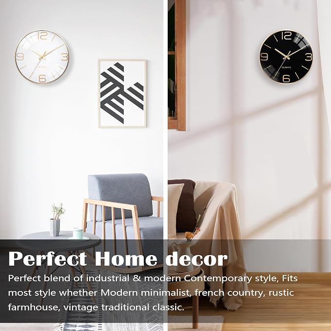 AYRELY® 12 Inch Silent Modern Wall Clocks Battery Operated, Wall Clock - Image 7