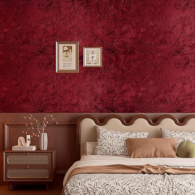 Wallercity Textured Red Velvet Wallpaper Self Adhesive Felt Drawer Liner - Image 6
