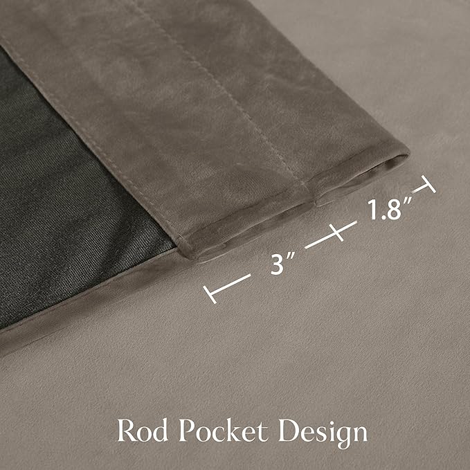 NICETOWN Taupe Velvet Curtains 84 inches Long - Image 2