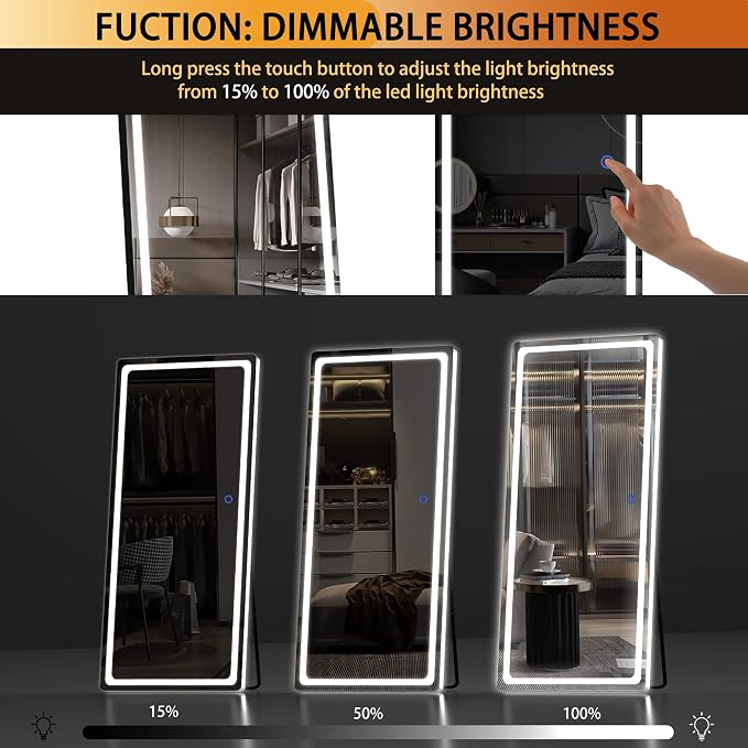 Hasipu Full Length Mirror with Lights, Full Body Dressing Standing, Hanging - Image 4