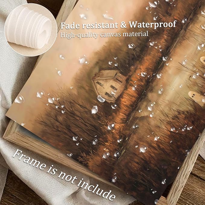 Vodefoad 10Pcs Vintage Halloween Canvas Wall Art Retro Pumpkin Poster Victorian - Image 3