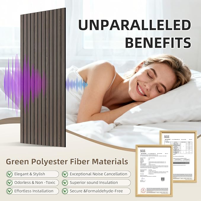 TO-TH Wood-Look Acoustic Panel, 4 Pack 47.2” x 23.6” Soundproof Wall Panels - Image 3
