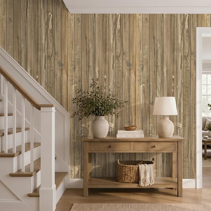 VEELIKE Weathered Wood Wall Panels Peel and Stick Distressed Wood Grain Slat - Image 3