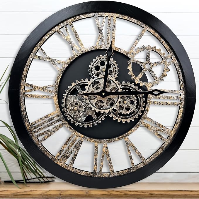 The B-Style Large 24 inch Moving Gear Wall Clock Oversized Vintage Farmhouse by TheB-StyleTB