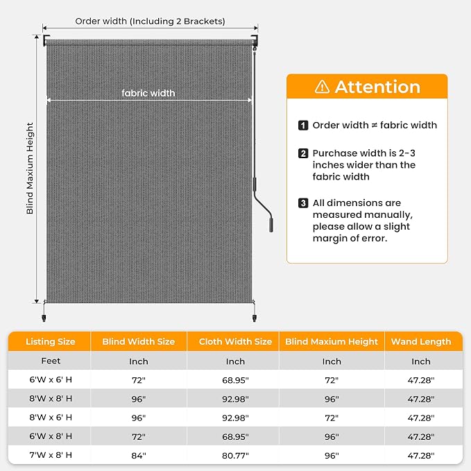 HOMEDEMO Outdoor Roller Shades for Patio, Sun Roller Shade Cloth Roll Blinds - Image 5