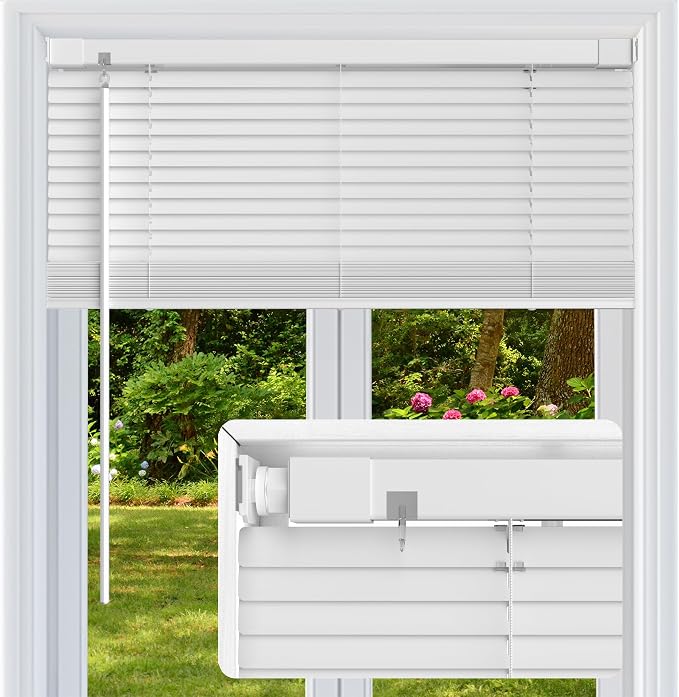 No Drill No Tool 1" Vinyl Mini Blinds, Light Filtering Horizontal Window Blinds - Image 2