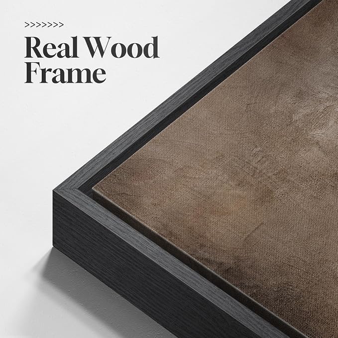 Framed Neutral Abstract Wall Art, Modern Brown Canvas Prints Artwork - Image 5