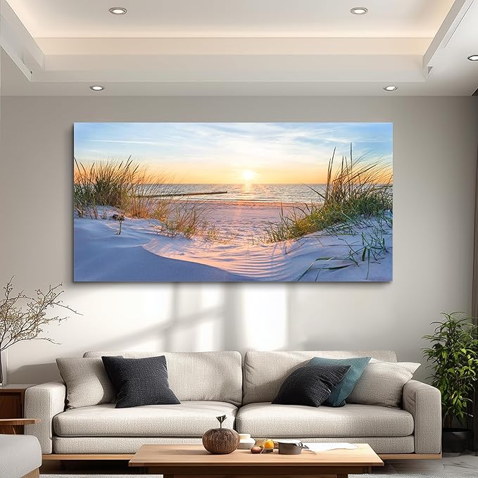 Wall Art For Living Room Large Size Wall Decorations Pictures Blue Sun Beach - Image 4