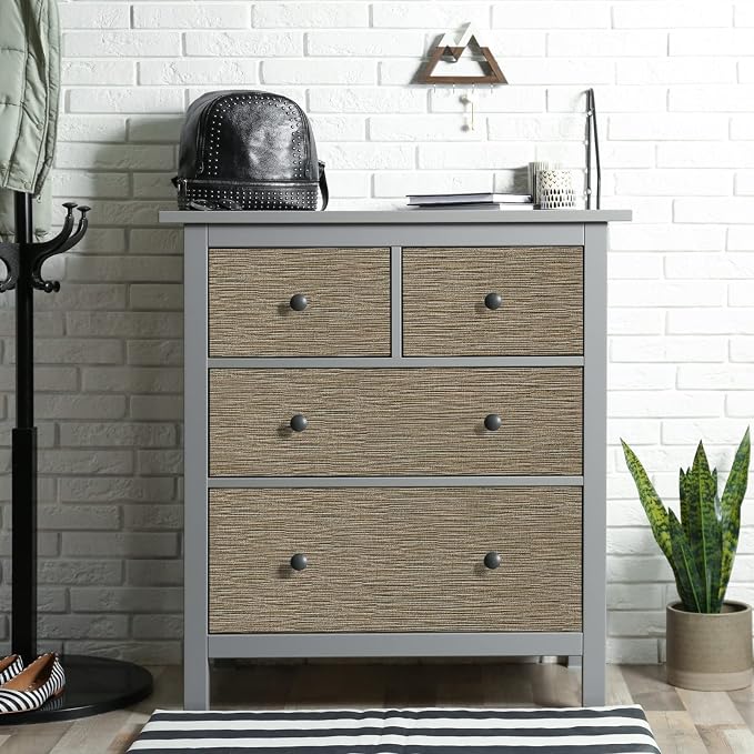 VEELIKE Taupe Grasscloth Peel and Stick Wallpaper Textured Faux Grasscloth - Image 7