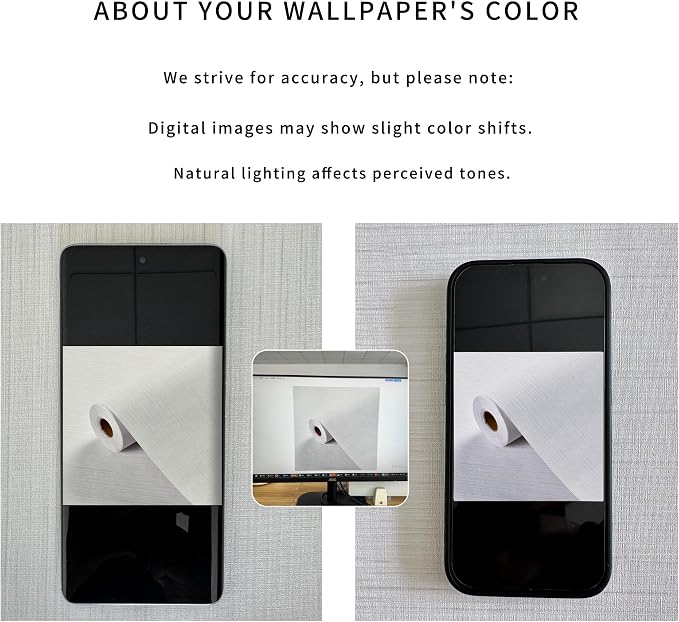 Haimin Grasscloth Textured Wallpaper 24in X 393in Fabric Contact Paper White - Image 4