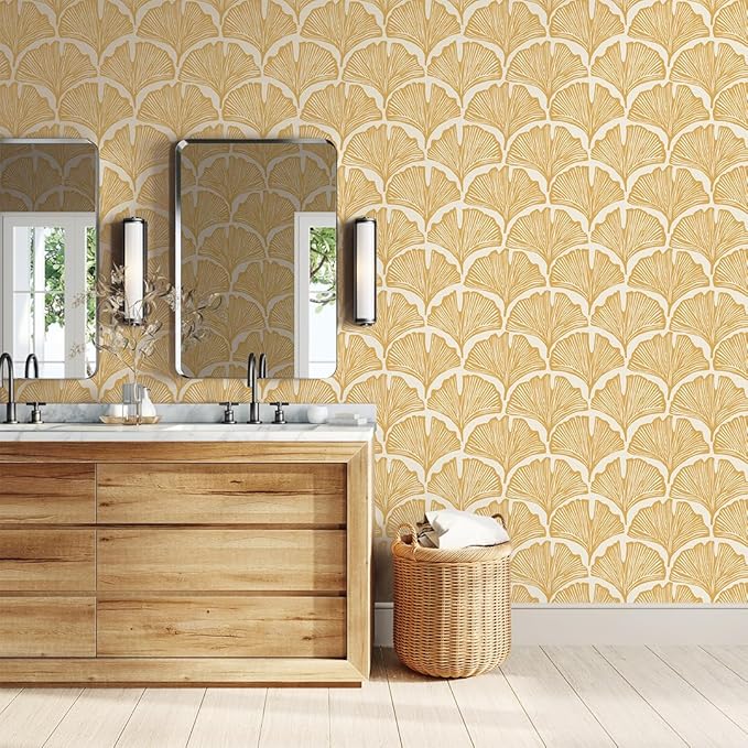 Tempaper x Novogratz Golden Mustard Feather Palm Removable Peel and Stick - Image 2