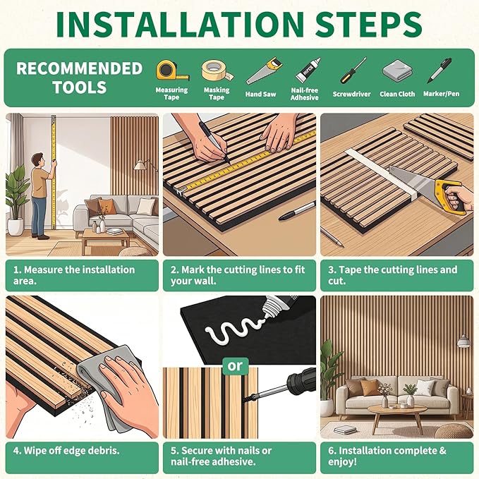 Wood Slat Acoustic Panels, 4 Pack 94" x 8" Wood Wall Panels, Soundproof Wood - Image 5