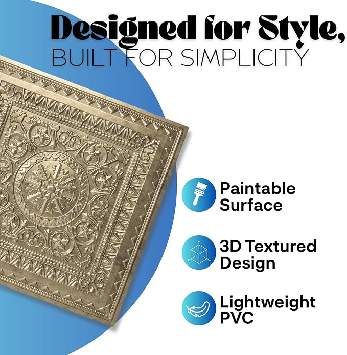 Art3d 12-Pack PVC Drop Ceiling Tiles, 2ft x 2ft - Image 3