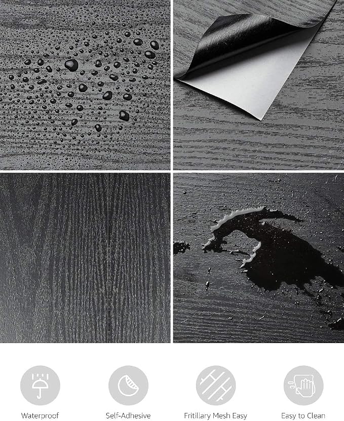 Abyssaly Black Wood Peel and Stick Paper 17.71 in X 1004 in Decorative - Image 8