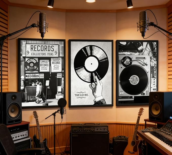 3Pcs Retro Music Poster Wall Art Fashion Black And White Photography Preppy - Image 3