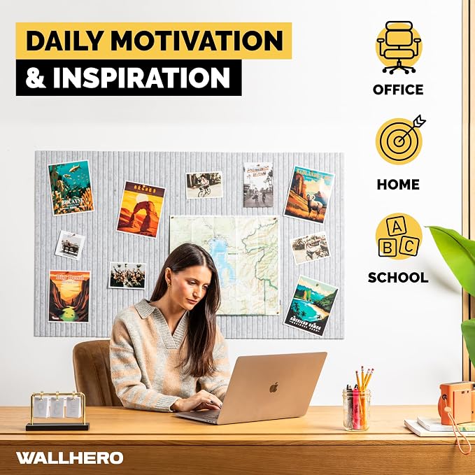 WALLHERO Office Cork Board, Tac Board, Large Felt Board, Wall Protector - Image 5