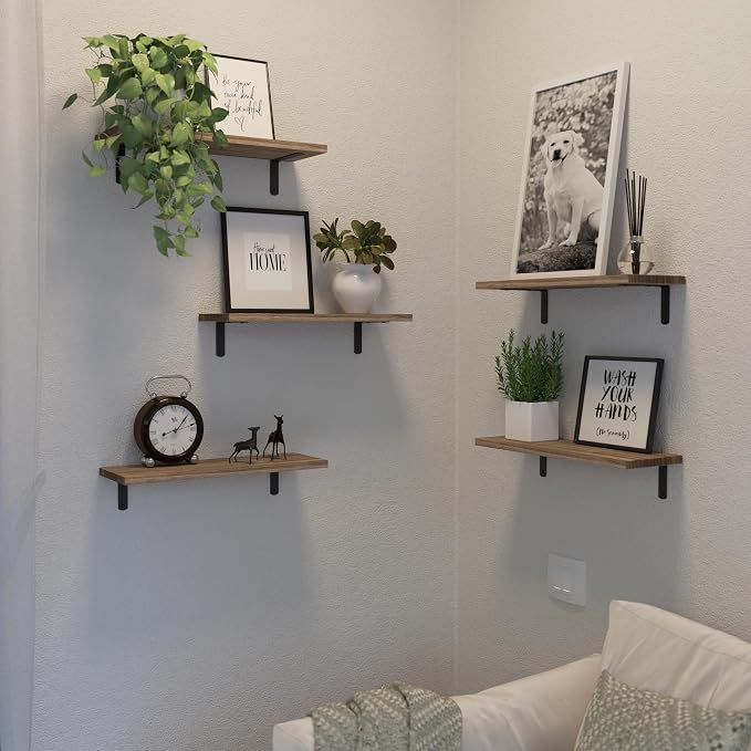 DOLLFIO Floating Shelves, 5 Sets Wall Shelves, Wood Floating Shelves - Image 7