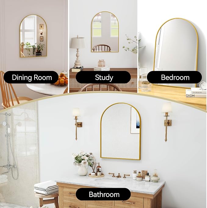 SCWF-GZ 30x20 Arch Mirror Rectangle Wall Mounted Hanging or Against Wall Metal - Image 2