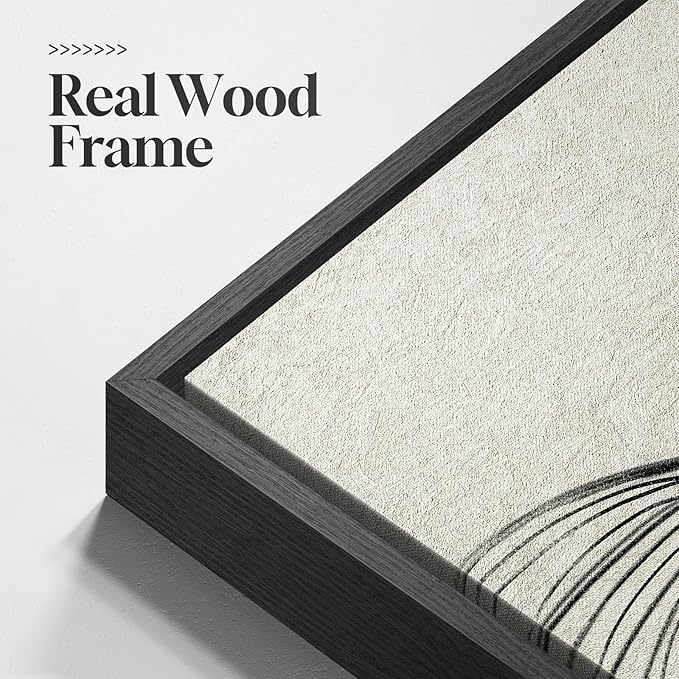 Framed Black and Beige Abstract Wall Art, 3 Piece Modern Canvas Prints - Image 5