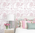 Yasinet Pink Floral Wallpaper Boho Peel and Stick Wallpaper Pink and White by Yasinet