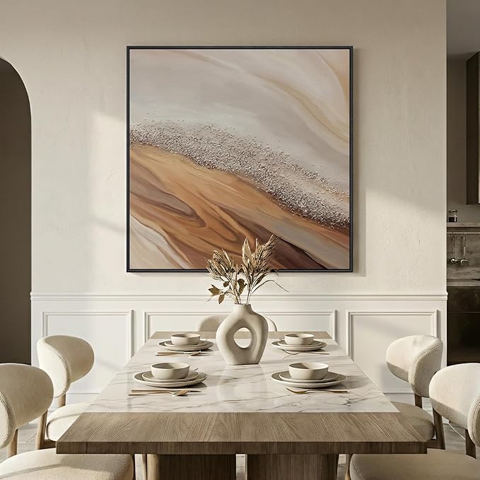 Extra Large Framed Neutral Abstract Wall Art - Image 2