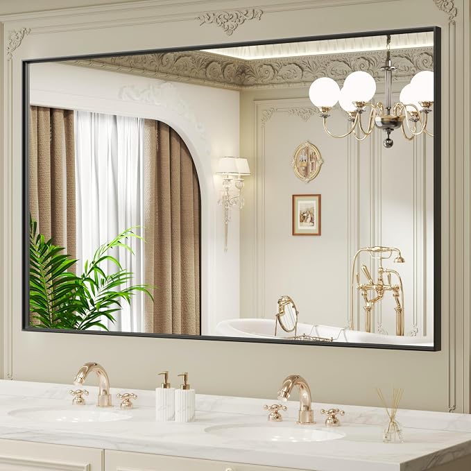 LOAAO Black Bathroom Mirror 60"X36" - Image 3