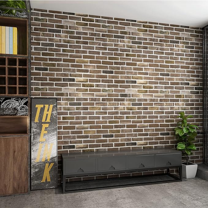 Art3d 10-Pack 52.5 Sq.Ft Faux Brick 3D Wall Panels Peel and Stick in Gray Brown - Image 7
