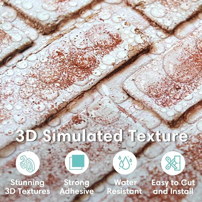 Commomy 3D Peel and Stick Brick, Ultralight Thin PVC Faux Brick Wall Panels - Image 2