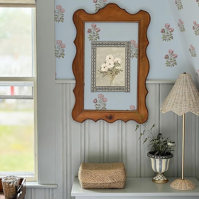 17.3"× 118.1" Vintage Blue Floral Wallpaper Peel and Stick Boho Wallpaper - Image 4