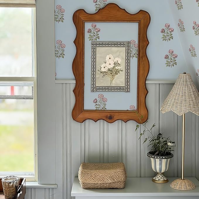17.3" x 78.7" Vintage Blue Floral Wallpaper Peel and Stick Boho Wallpaper - Image 4