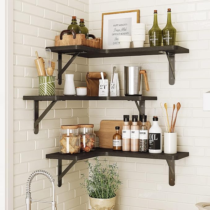 Fixwal Corner Shelves Wall Mounted Set of 5, Floating Shelves - Image 7
