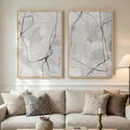 Large Framed Neutral Line Abstract Wall Art Set of 2 by MXART