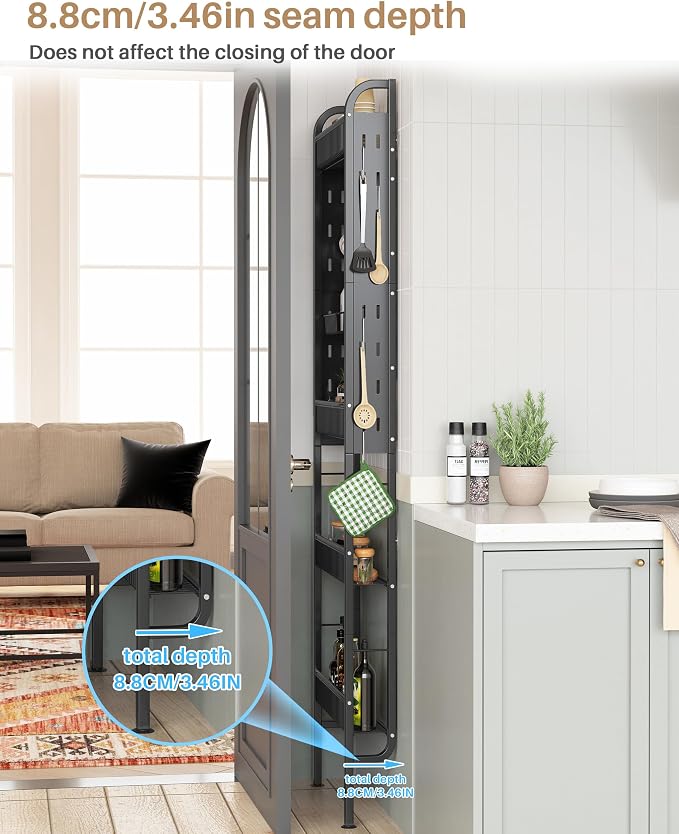 UMDONX Behind The Door Bathroom Shelf Narrow 4-Tier, Metal Storage Rack - Image 3
