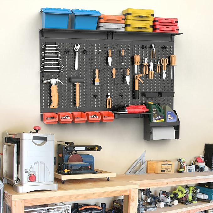 TORACK Metal Pegboard Wall Organizer 4ft Wide, Tool Storage Pegboard System - Image 7
