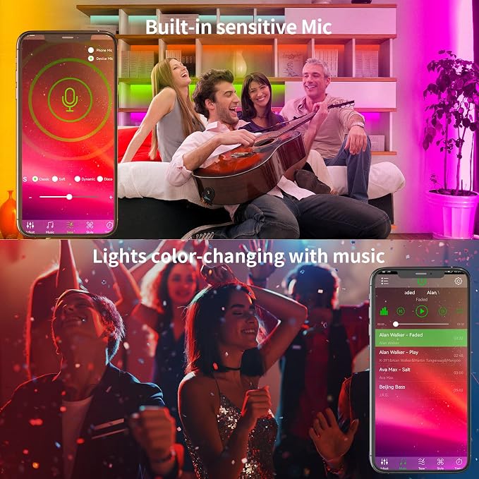 KSIPZE 200ft Led Strip Lights RGB Music Sync Color Changing Bluetooth Led Lights - Image 3
