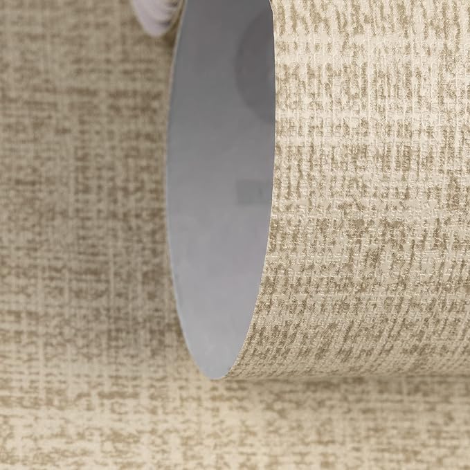TANONE Khaki Contact Paper Peel and Stick, Grasscloth Beige Wallpaper Self - Image 2