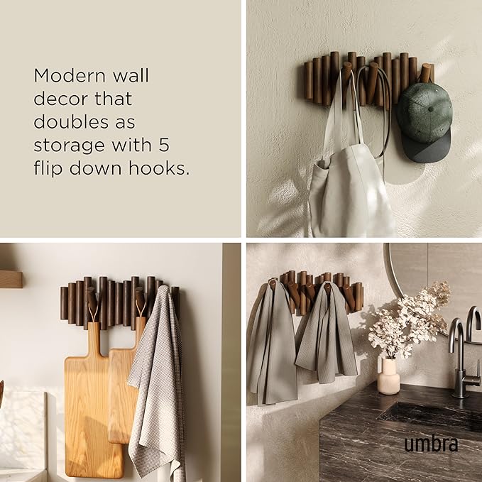Umbra Picket Wall-Mounted Coat Rack Rail Hook - Image 4