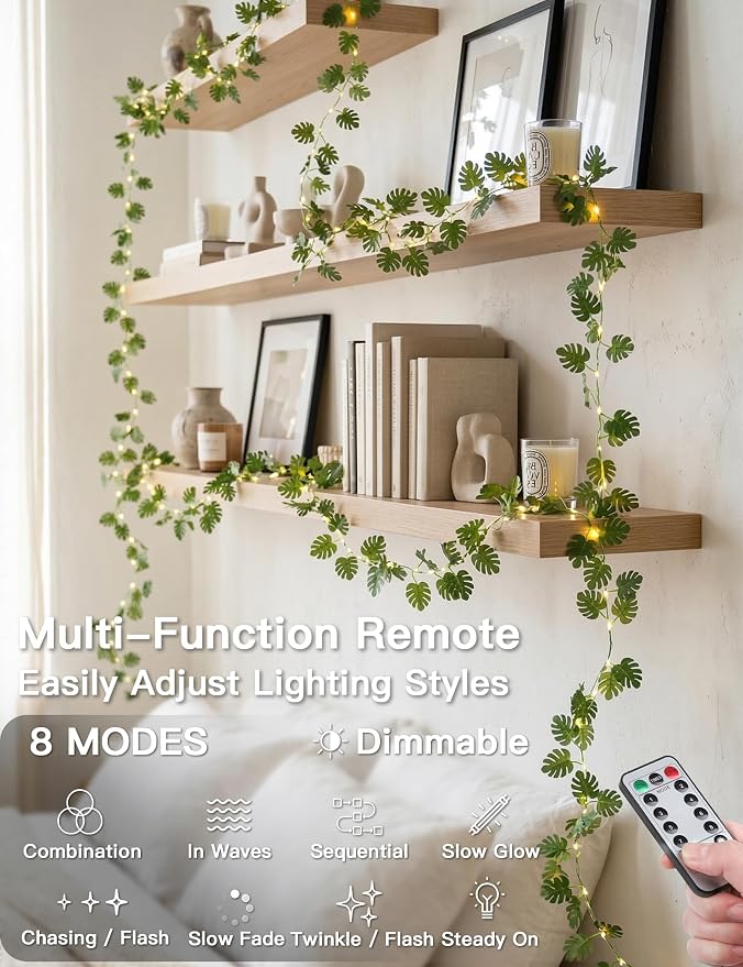 suddus Vines with Fairy Lights Battery & USB Powered Operated, 33ft 100 LED - Image 3