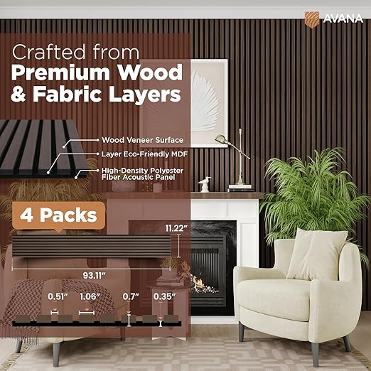 Avana Acoustic Wood Wall Panels – 93.2x11.25 Inch Panels – Fits 94x12 Layout – - Image 4