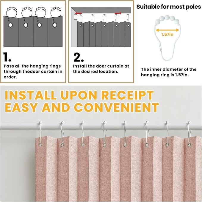 AJAZZ 100% Blackout Accordion Doors Interior Magnetic Door Curtain Pleated Door - Image 6